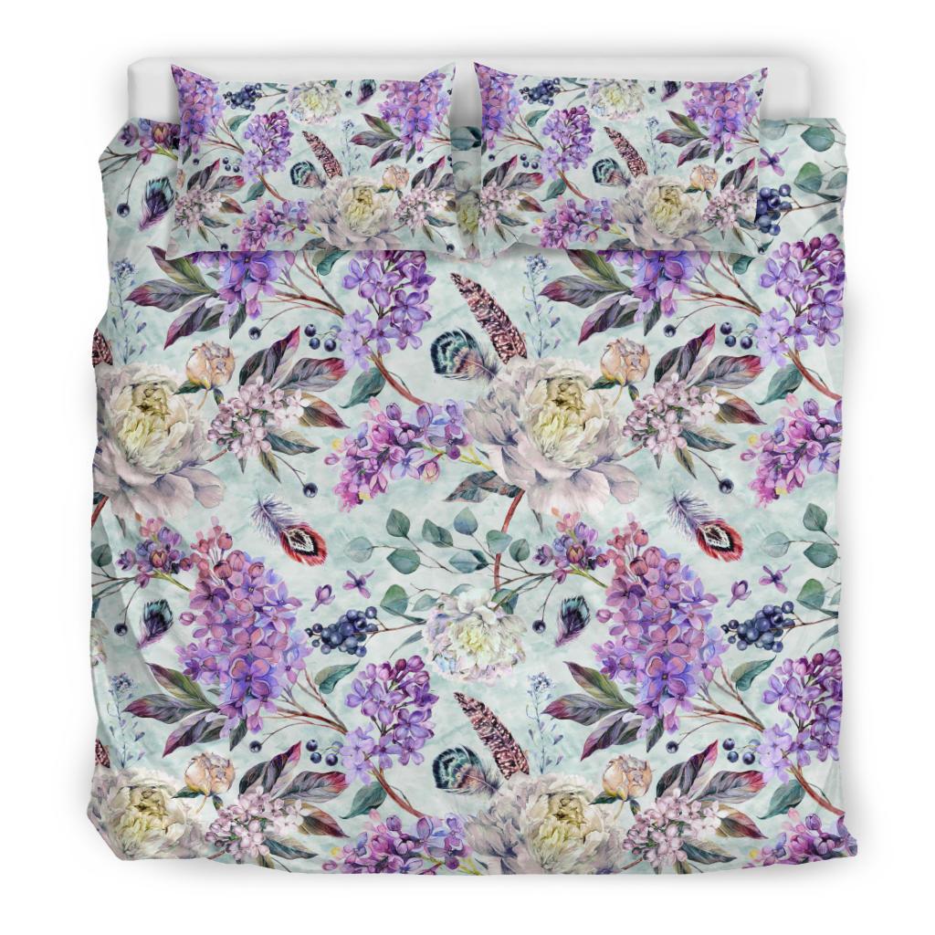 Lilac Pattern Print Design LI06 Duvet Cover Bedding Set-JORJUNE.COM