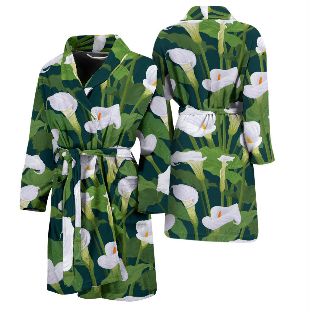 Lily Pattern Print Design 04 Men Bathrobe-JORJUNE.COM