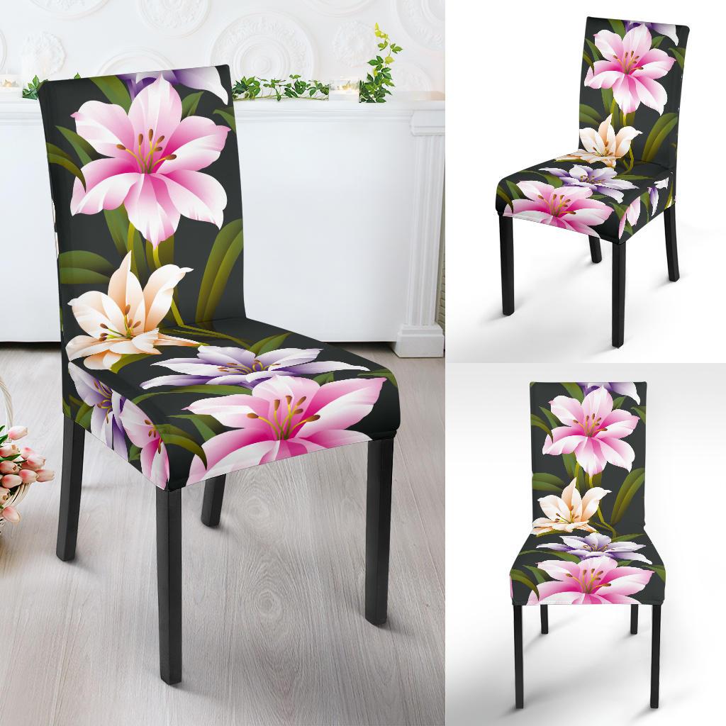 Lily Pattern Print Design LY01 Dining Chair Slipcover-JORJUNE.COM