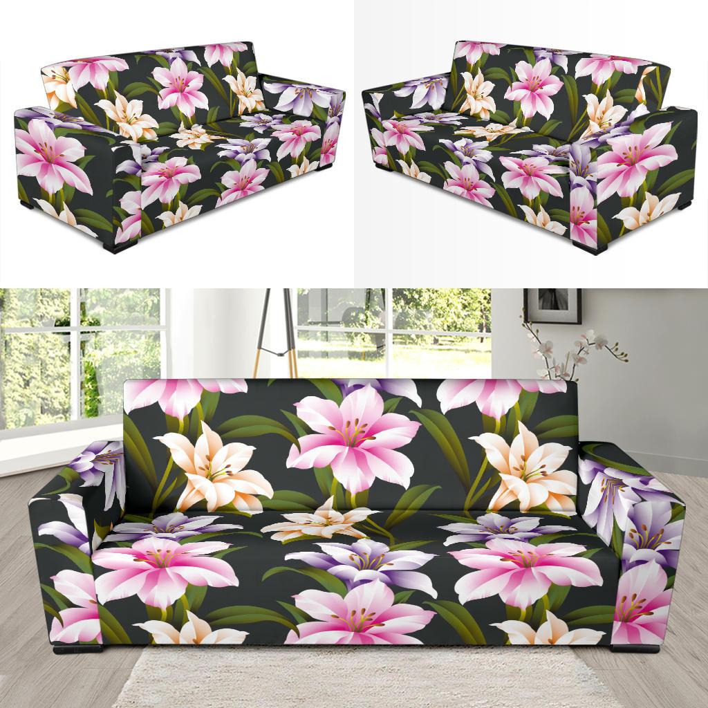 Lily Pattern Print Design LY01 Sofa Slipcover-JORJUNE.COM