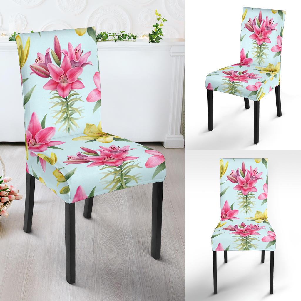 Lily Pattern Print Design LY010 Dining Chair Slipcover-JORJUNE.COM