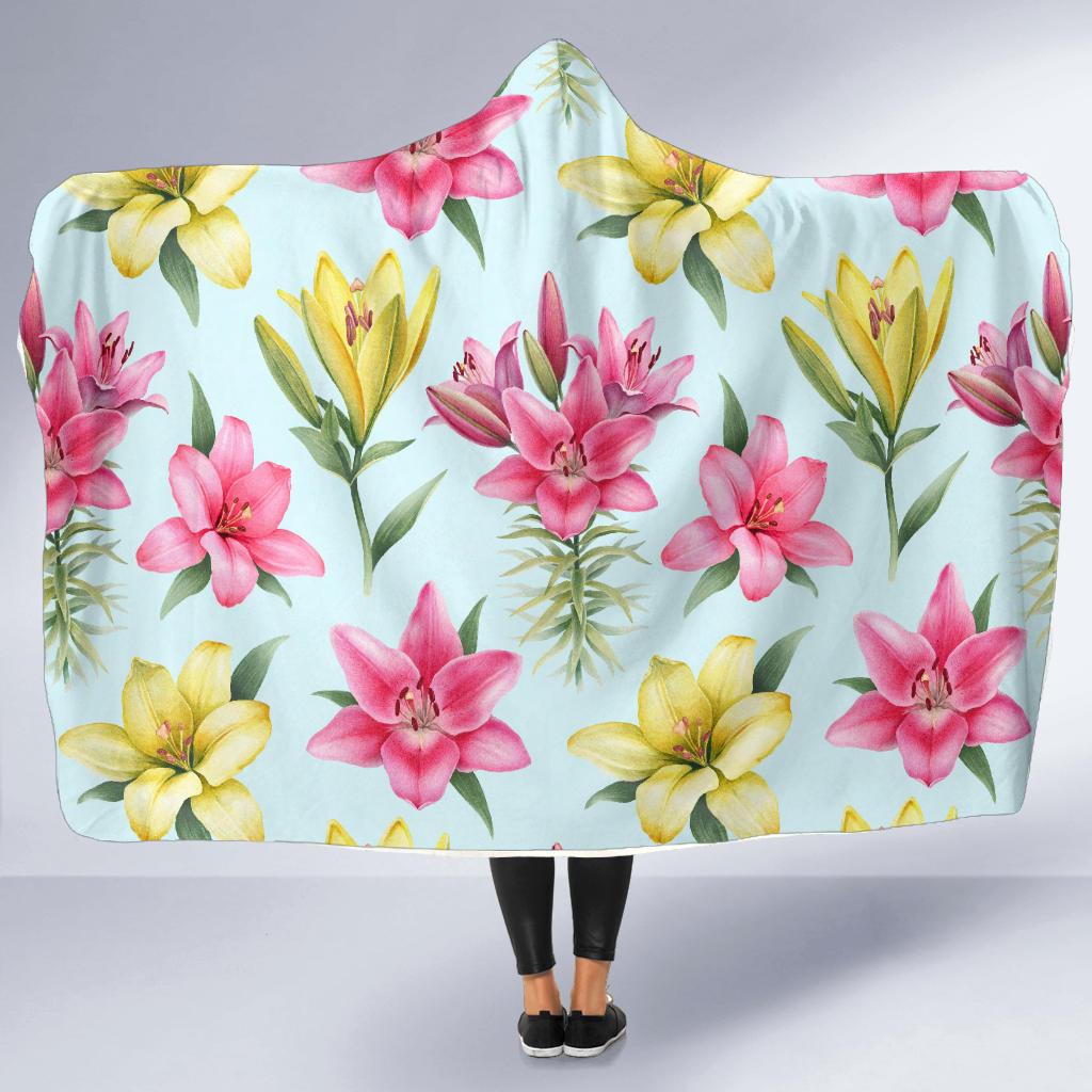 Lily Pattern Print Design LY010 Hooded Blanket-JORJUNE.COM
