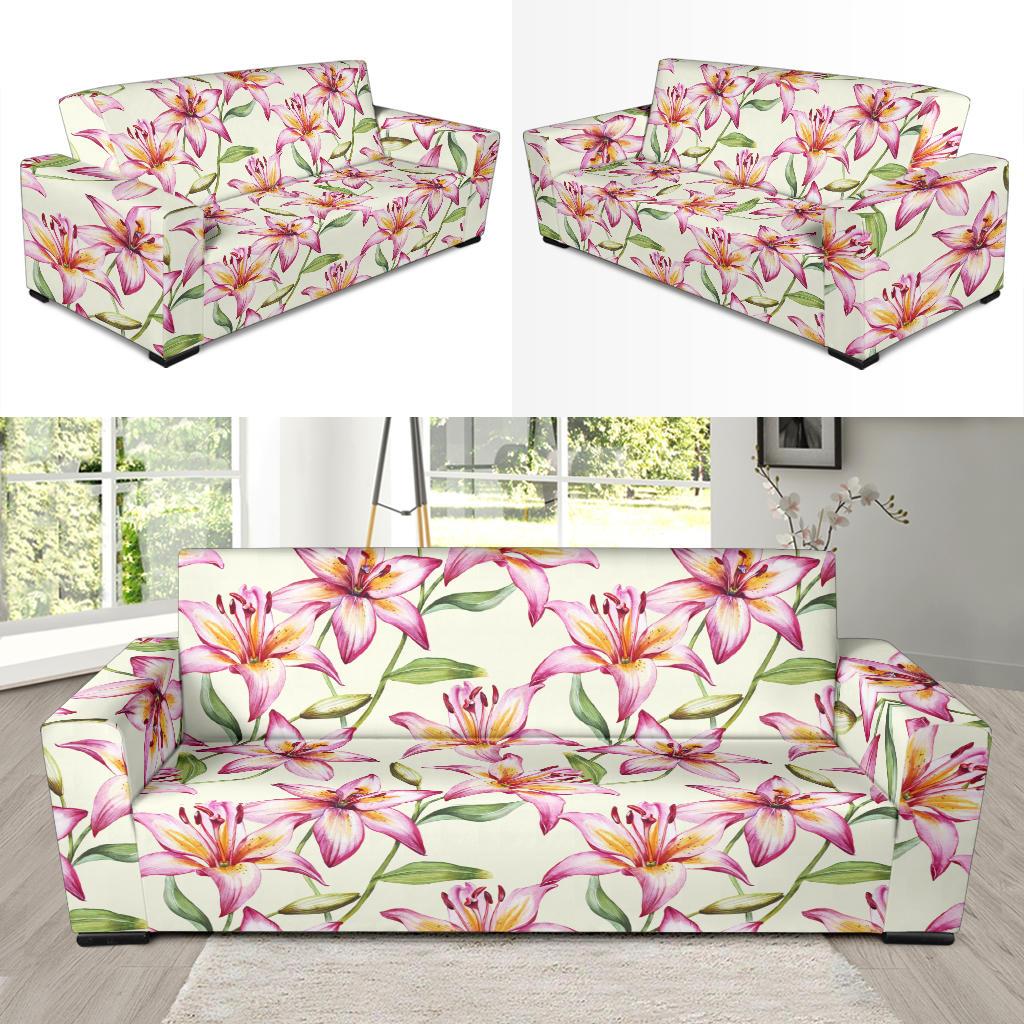 Lily Pattern Print Design LY011 Sofa Slipcover-JORJUNE.COM