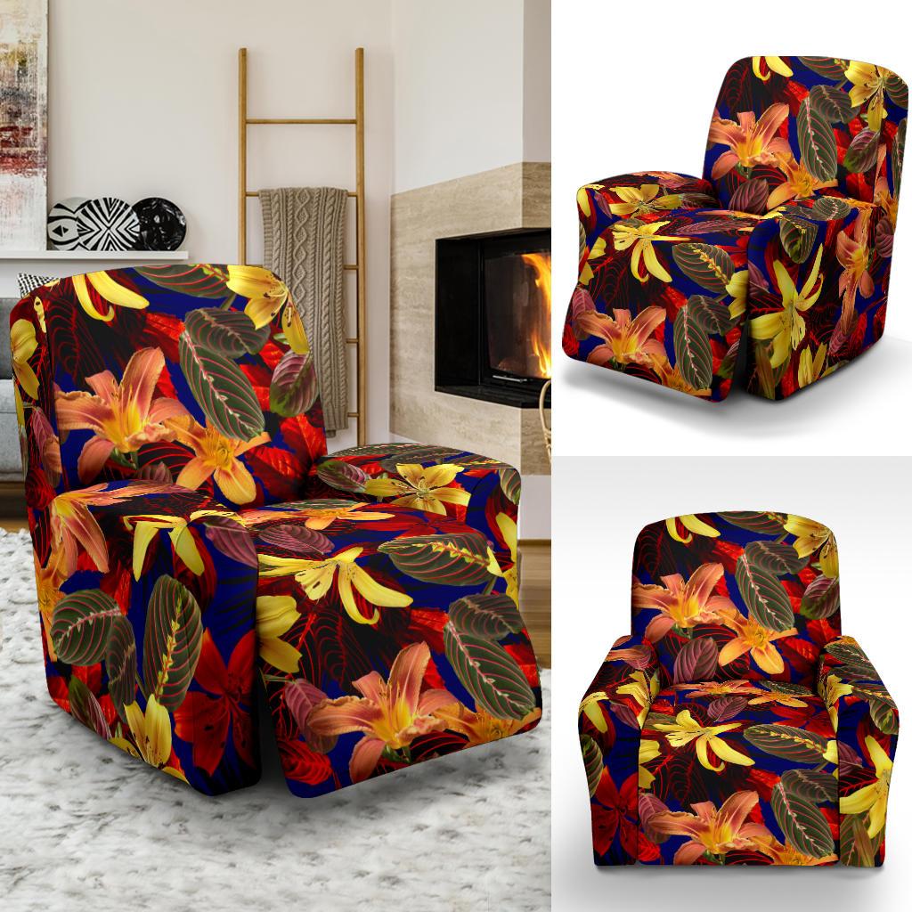 Lily Pattern Print Design LY014 Recliner Slipcover-JORJUNE.COM