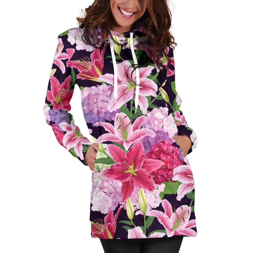 Lily Pattern Print Design LY017 Women Hoodie Dress