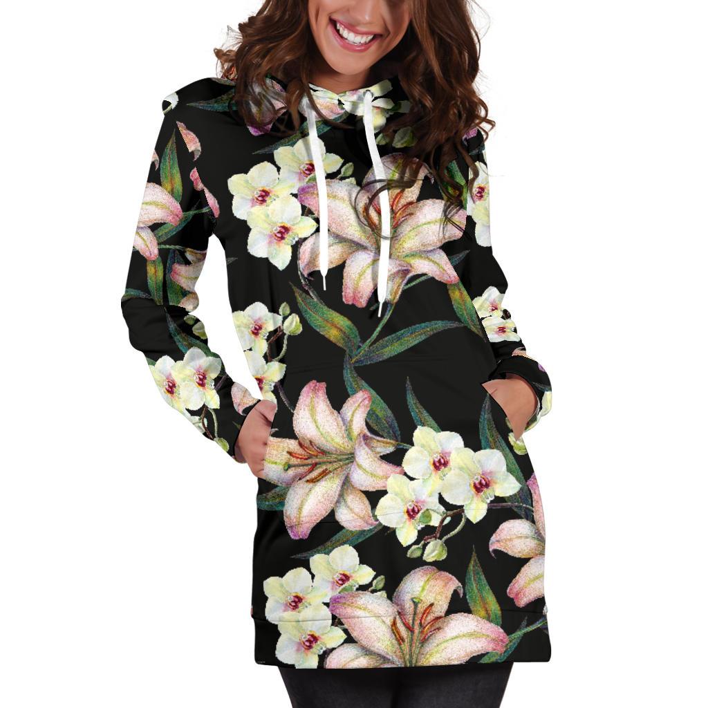Lily Pattern Print Design LY03 Women Hoodie Dress