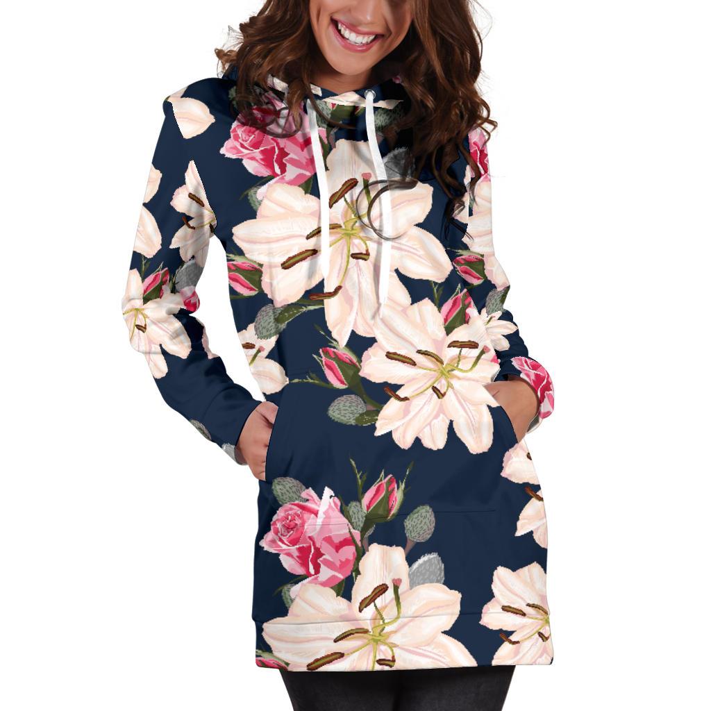 Lily Pattern Print Design LY04 Women Hoodie Dress