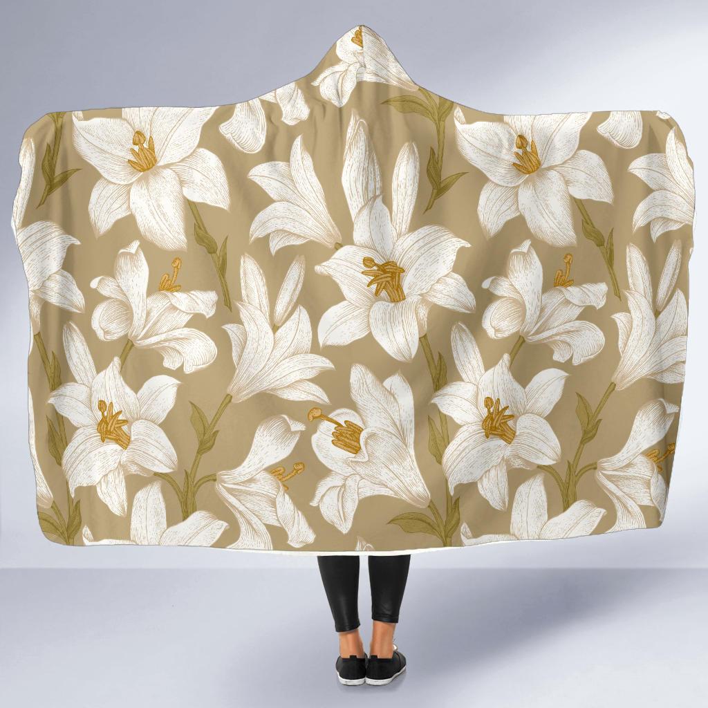 Lily Pattern Print Design LY07 Hooded Blanket-JORJUNE.COM