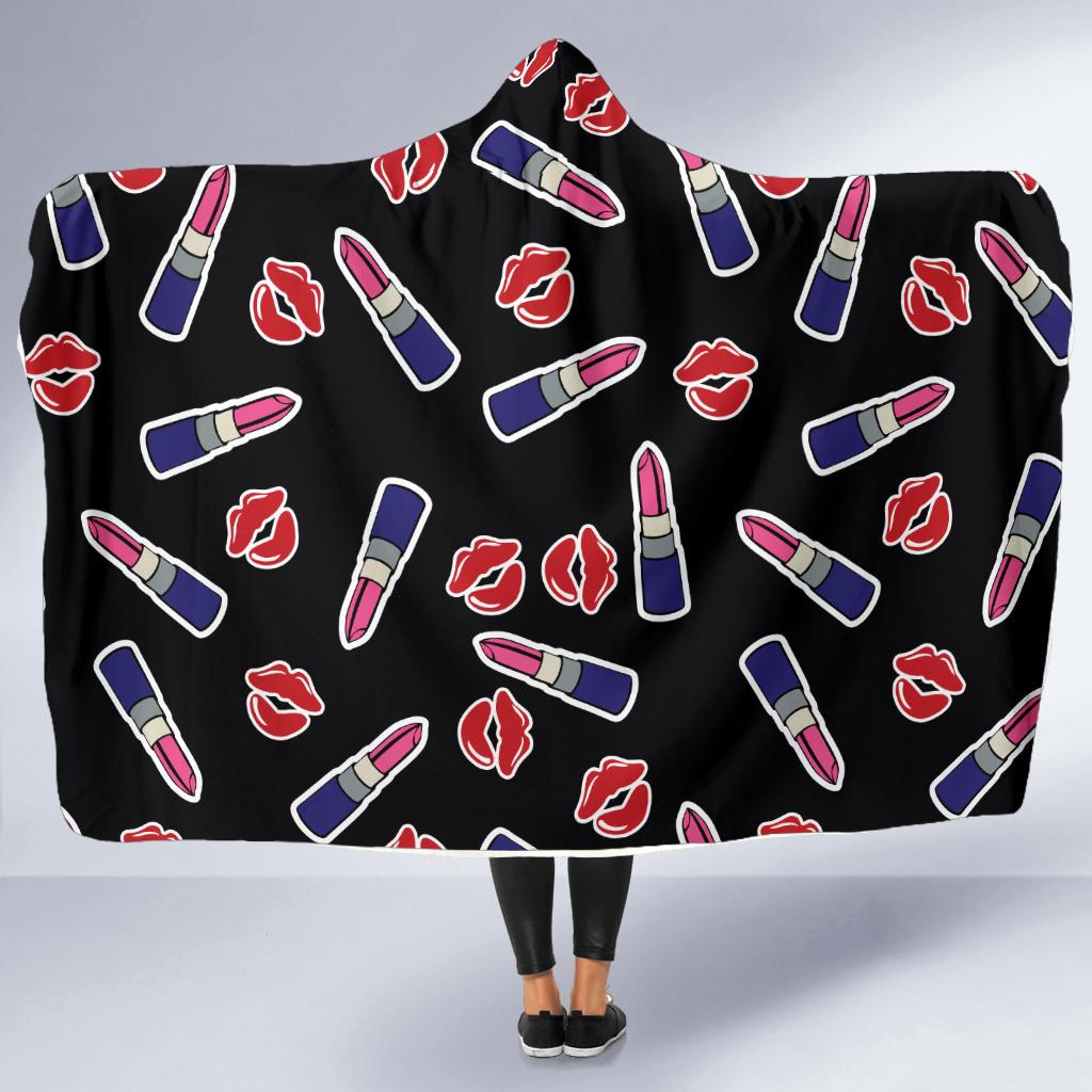Lipstick Pattern Print Design LT01 Hooded Blanket-JORJUNE.COM