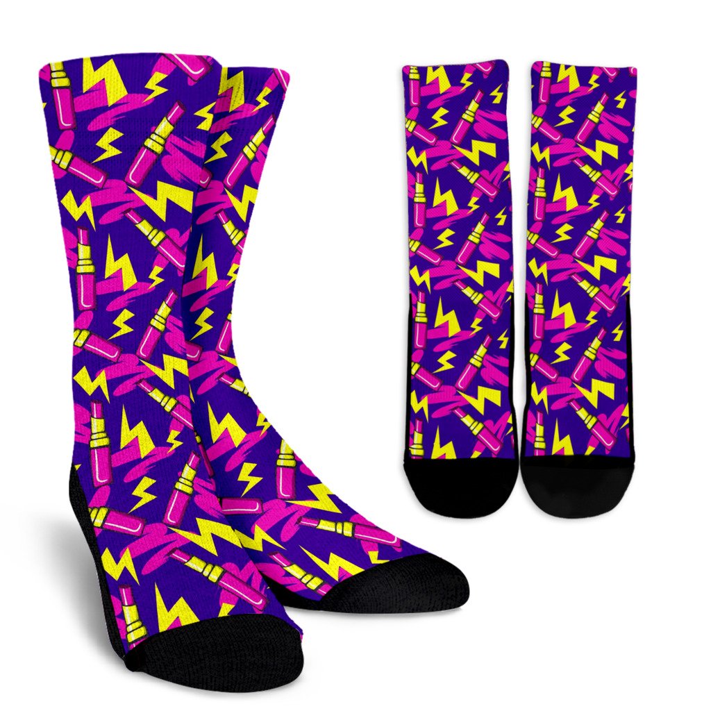 Lipstick Pattern Print Design LT04 Crew Socks-JORJUNE.COM