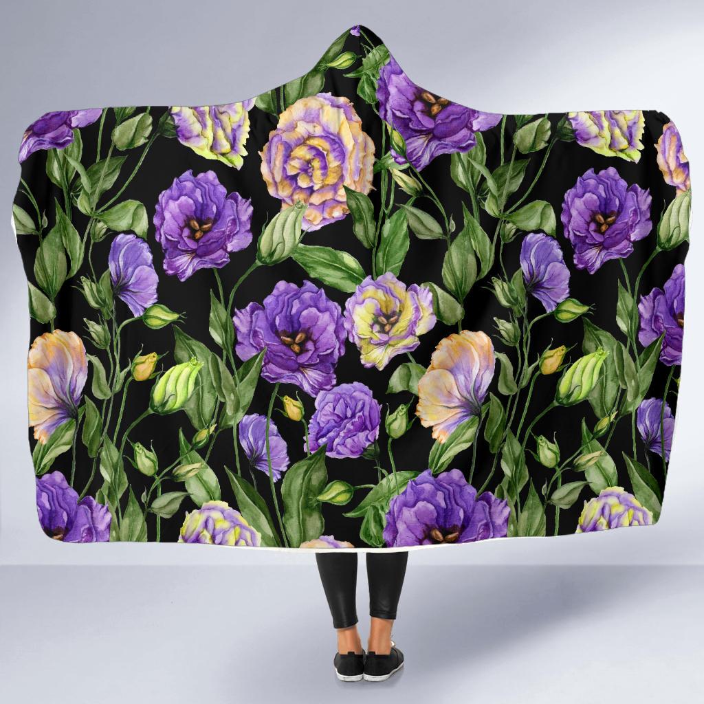 Lisianthus Pattern Print Design LT02 Hooded Blanket-JORJUNE.COM