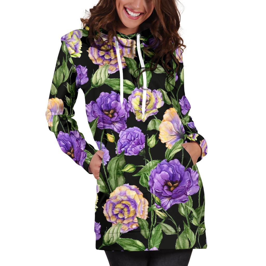 Lisianthus Pattern Print Design LT02 Women Hoodie Dress