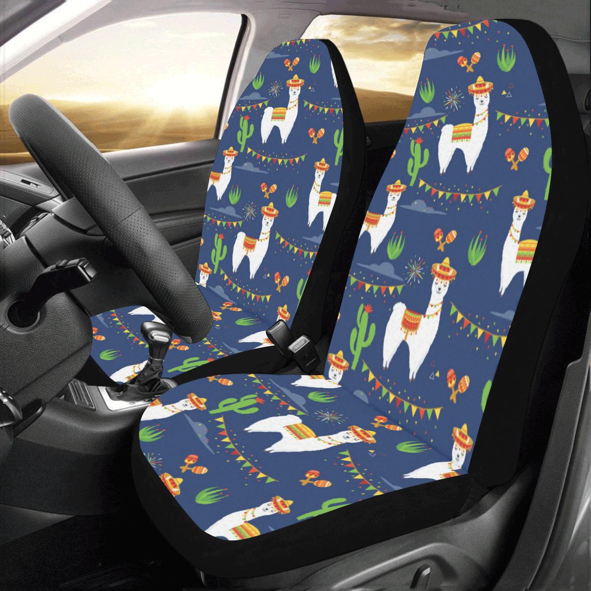 Llama Cactus Pattern Print Design 05 Car Seat Covers (Set of 2)-JORJUNE.COM