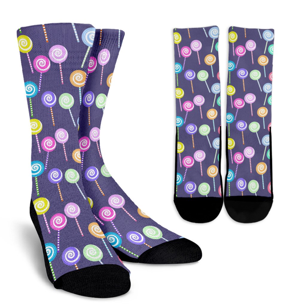 Lollipop Pattern Print Design LL03 Crew Socks-JORJUNE.COM