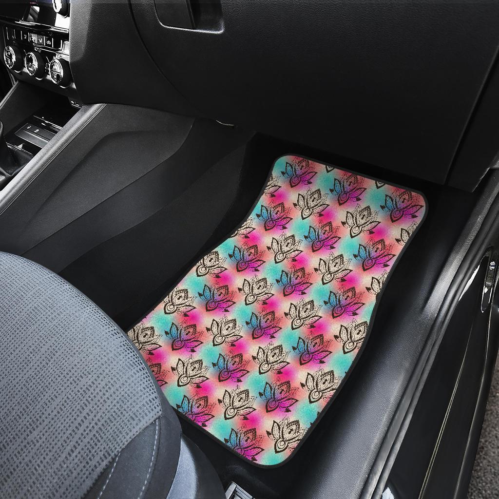 Lotus Boho Pattern Print Design LO02 Car Floor Mats-JORJUNE.COM
