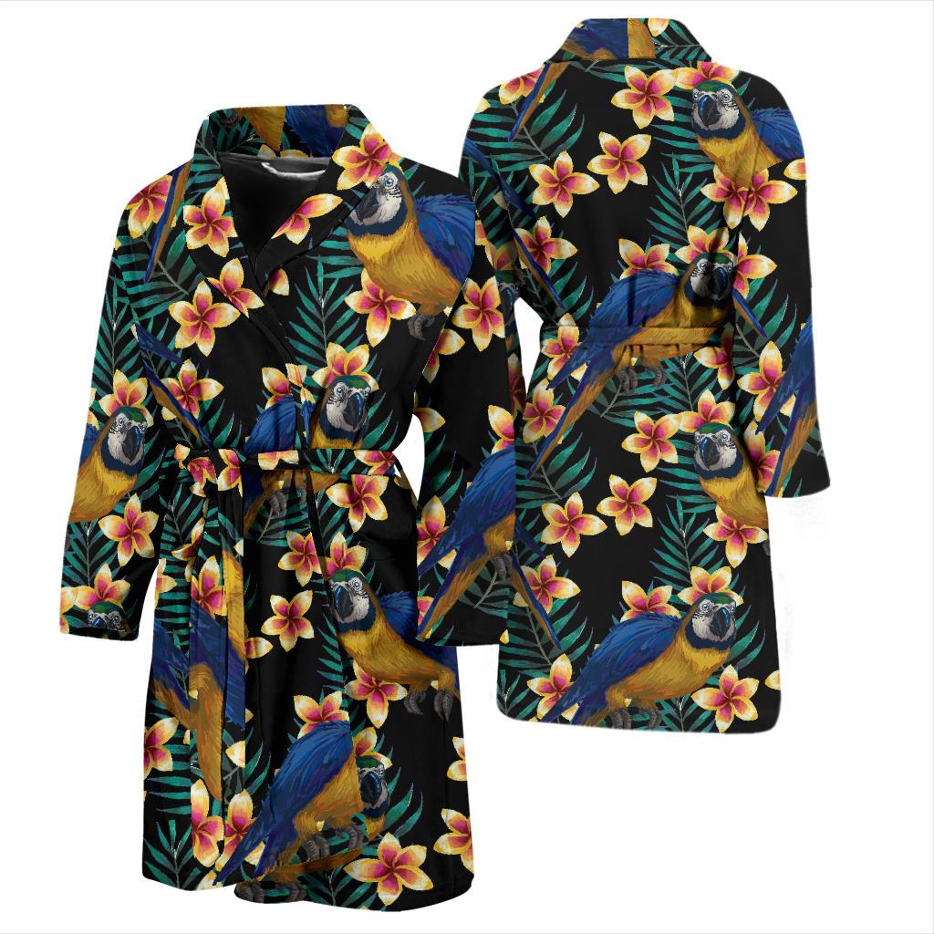Macaw Pattern Print Design 01 Men Bathrobe-JORJUNE.COM