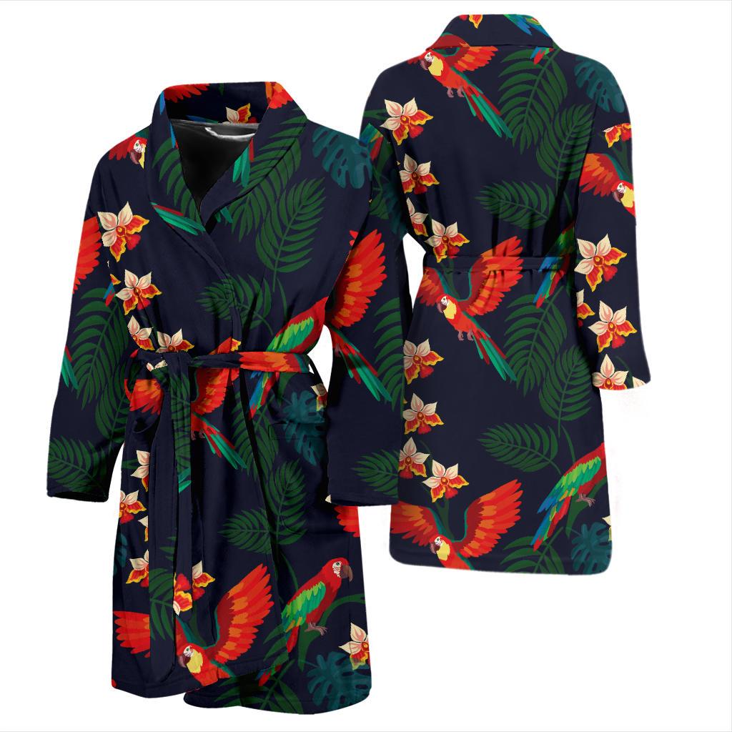 Macaw Pattern Print Design 02 Men Bathrobe-JORJUNE.COM