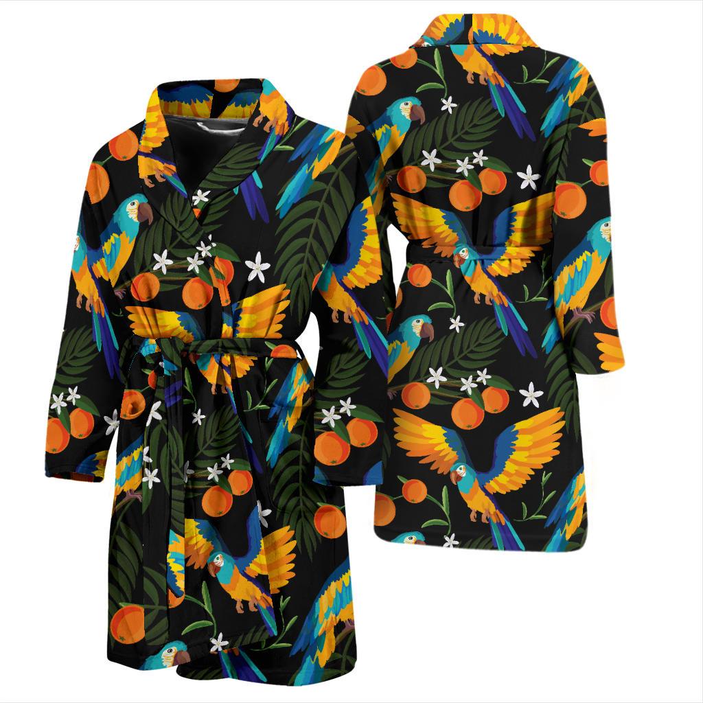 Macaw Pattern Print Design 03 Men Bathrobe-JORJUNE.COM