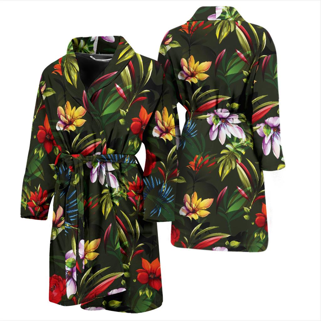 Magnolia Pattern Print Design 02 Men Bathrobe-JORJUNE.COM