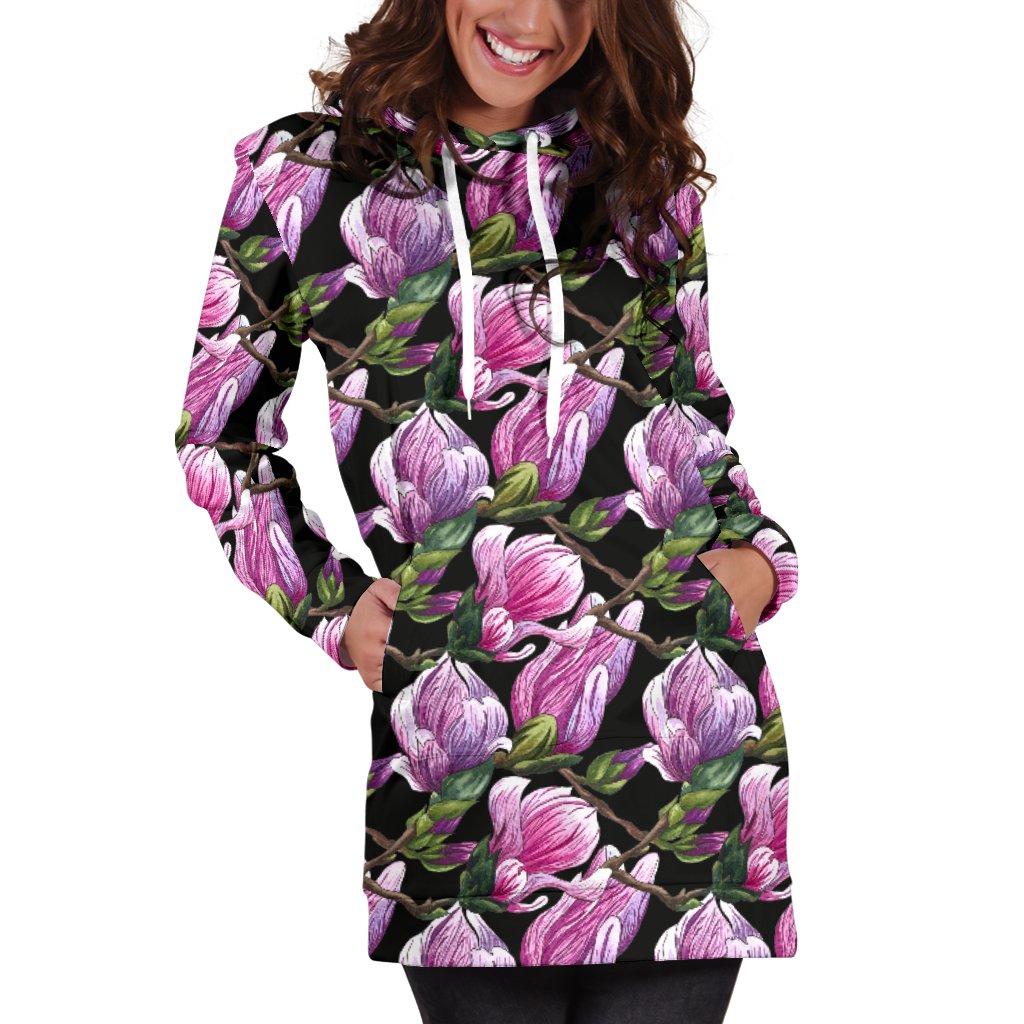 Magnolia Pattern Print Design MAG011 Women Hoodie Dress