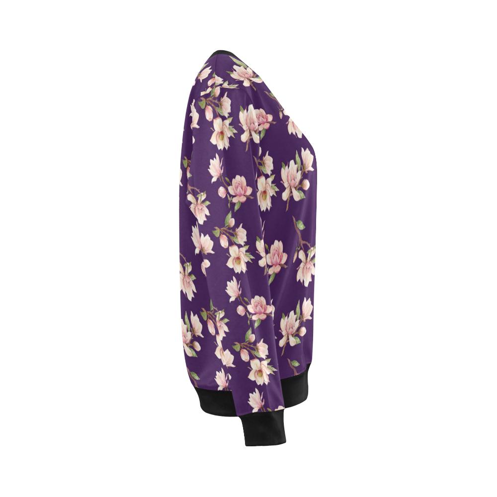 Magnolia Pattern Print Design MAG02 Women Long Sleeve Sweatshirt-JorJune