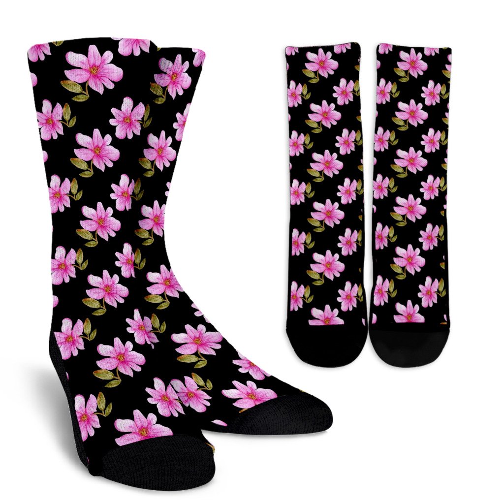 Magnolia Pattern Print Design MAG06 Crew Socks-JORJUNE.COM