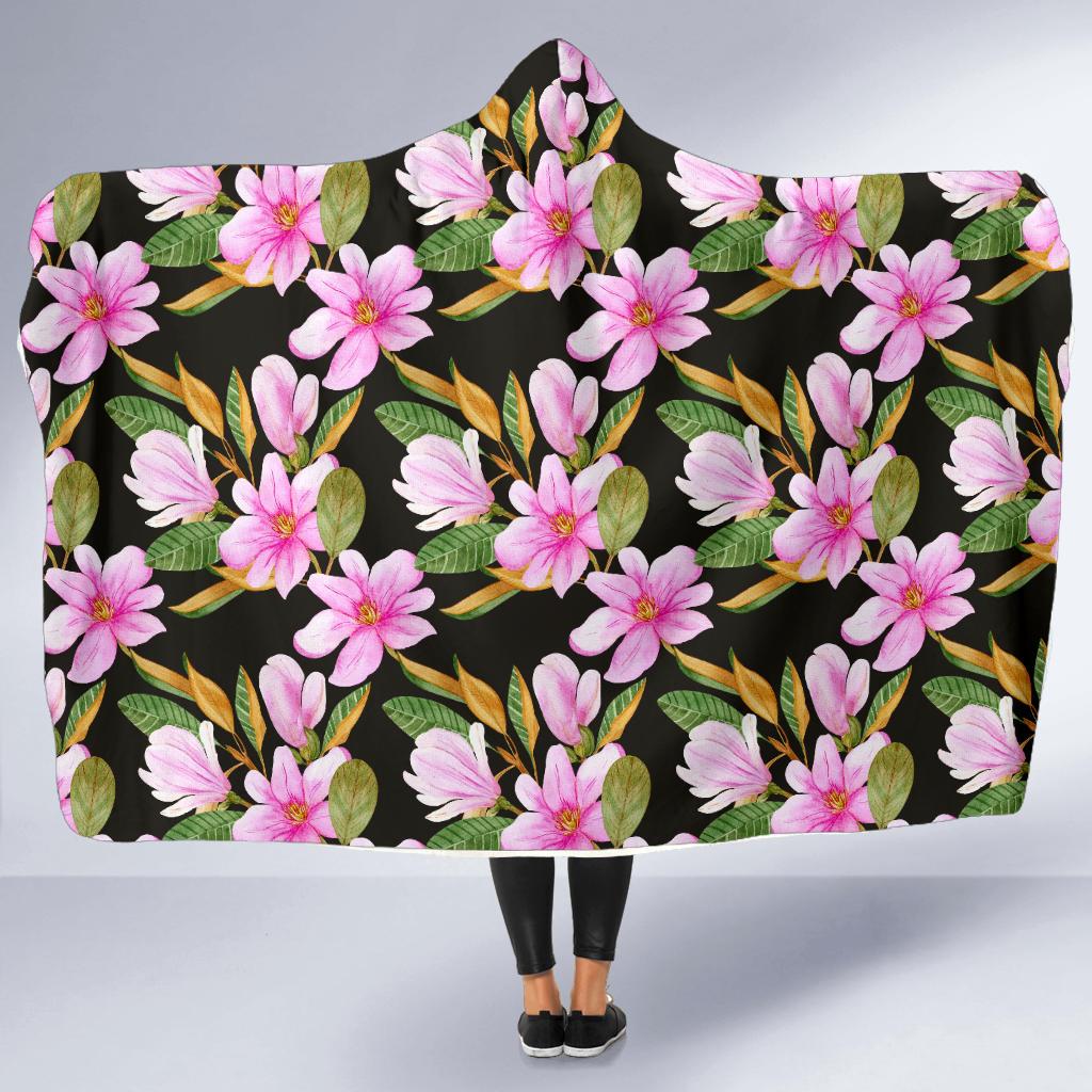 Magnolia Pattern Print Design MAG08 Hooded Blanket-JORJUNE.COM