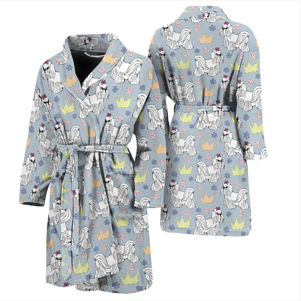Maltese Pattern Print Design 04 Men Bathrobe-JORJUNE.COM