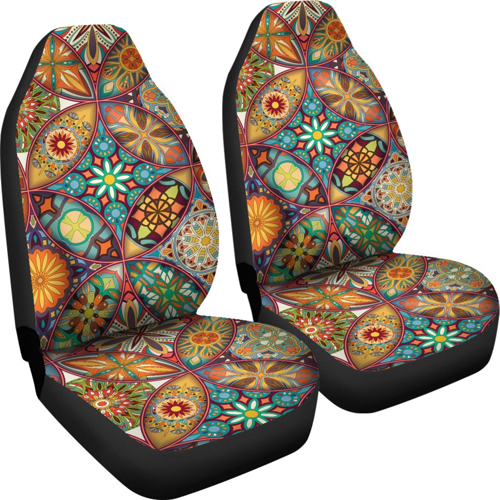Mandala Flower Themed Design Print Universal Fit Car Seat Covers