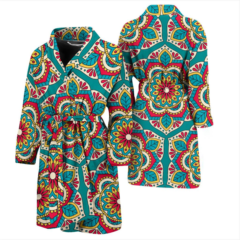 Mandala Pattern Print Design 03 Men Bathrobe-JORJUNE.COM