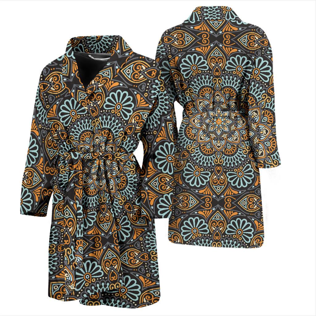 Mandala Pattern Print Design 05 Men Bathrobe-JORJUNE.COM