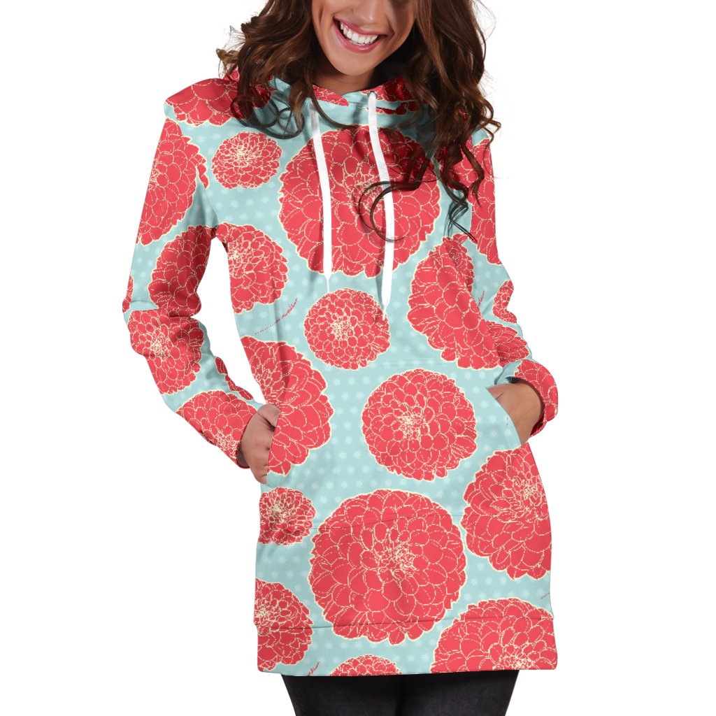 Marigold Pattern Print Design MR03 Women Hoodie Dress