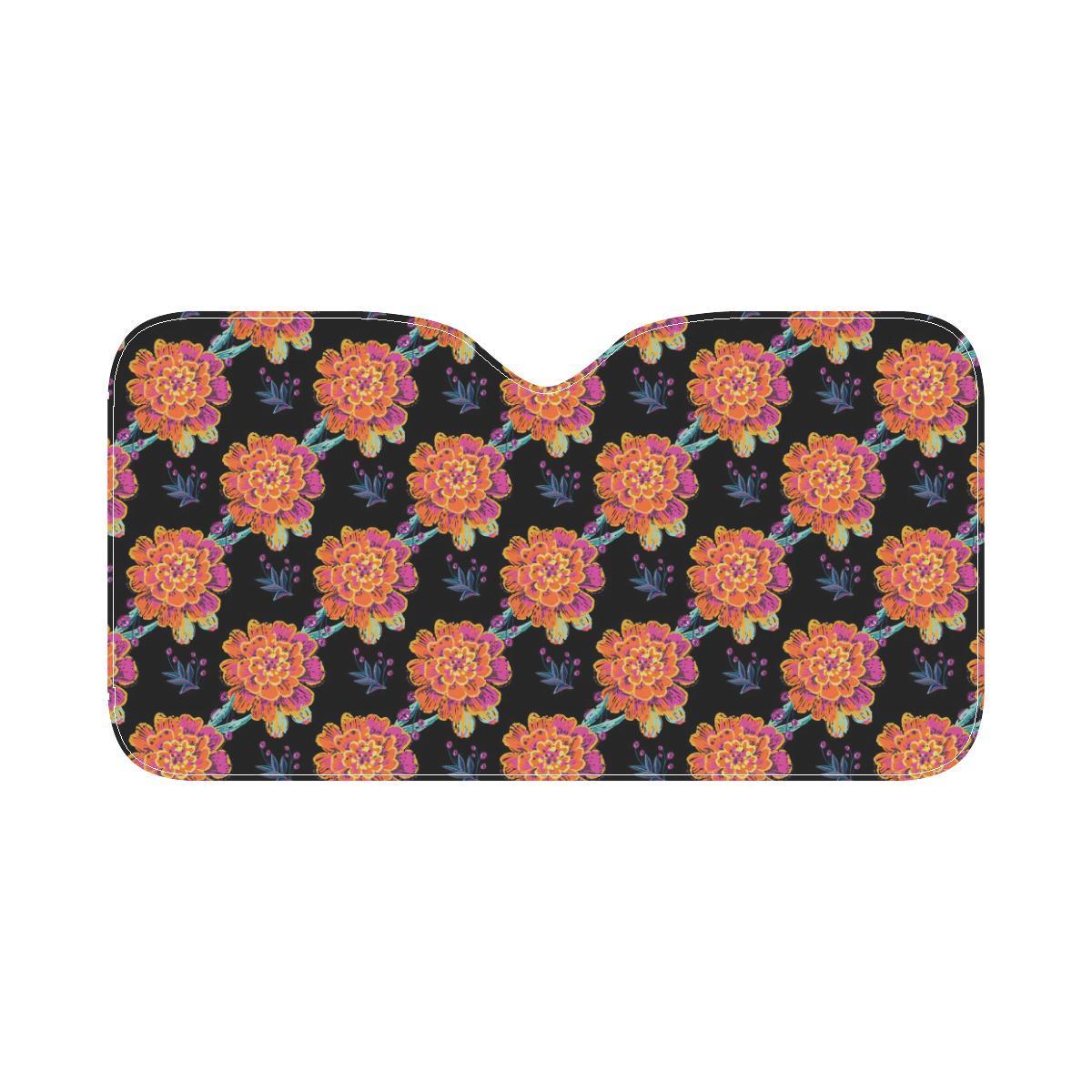 Marigold Pattern Print Design MR04 Car Sun Shade-JorJune