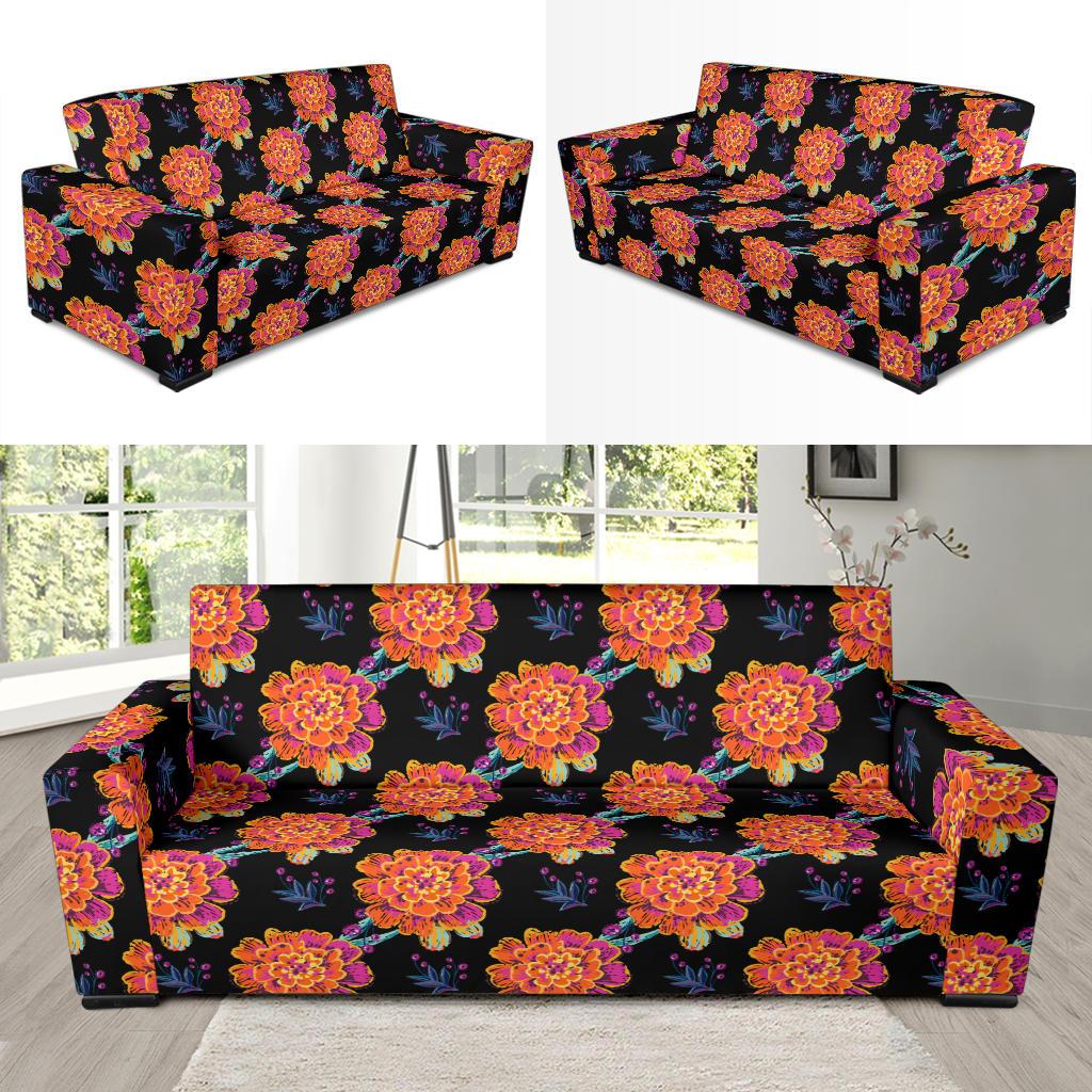 Marigold Pattern Print Design MR04 Sofa Slipcover-JORJUNE.COM