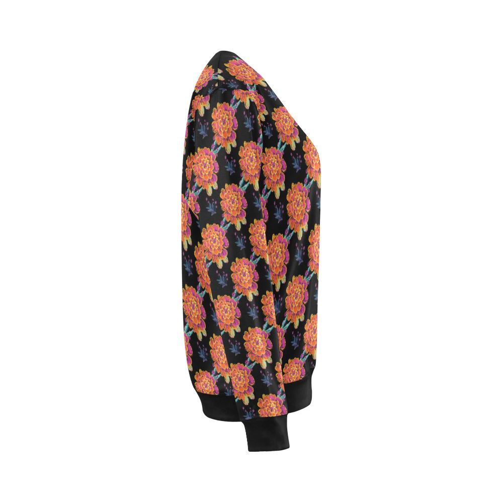 Marigold Pattern Print Design MR04 Women Long Sleeve Sweatshirt-JorJune