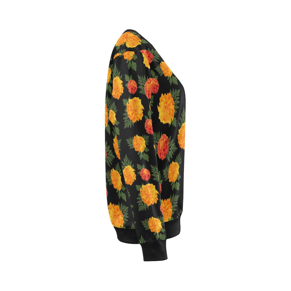 Marigold Pattern Print Design MR05 Women Long Sleeve Sweatshirt-JorJune