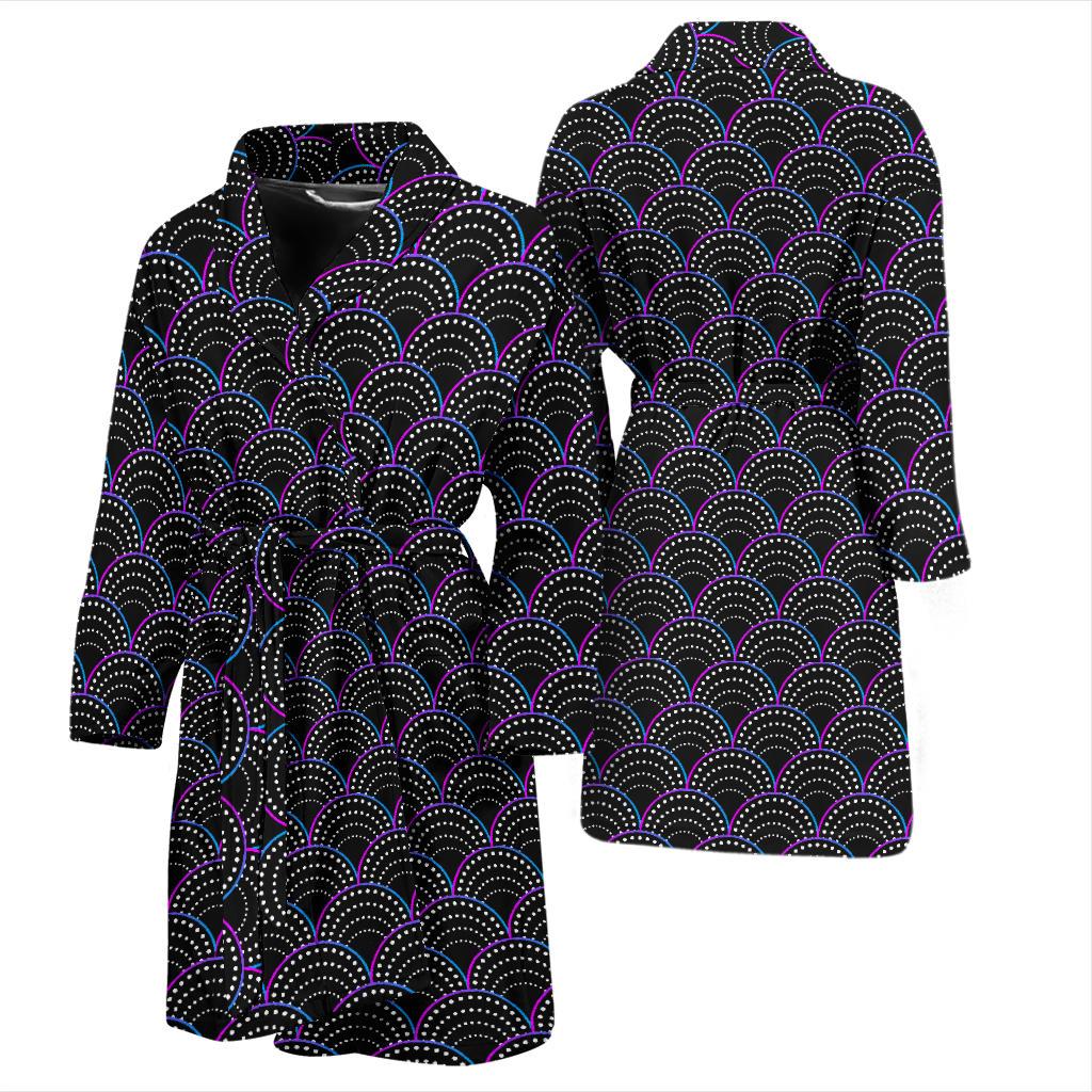 Mermaid Pattern Print Design 09 Men Bathrobe-JORJUNE.COM