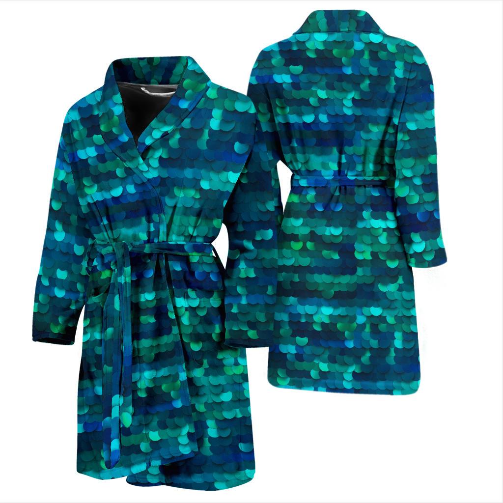 Mermaid Scales Pattern Print Design 06 Men Bathrobe-JORJUNE.COM