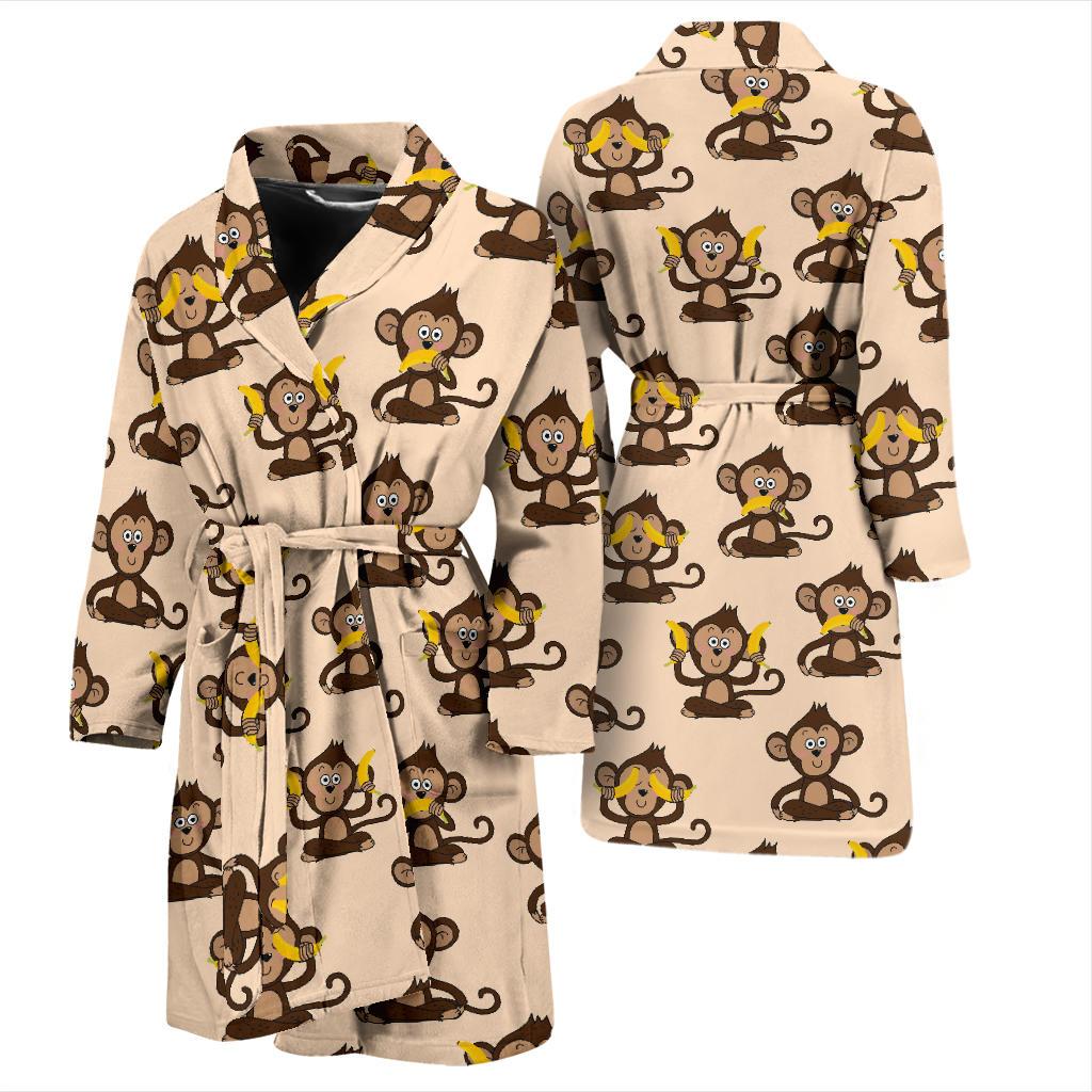 Monkey Pattern Print Design 03 Men Bathrobe-JORJUNE.COM