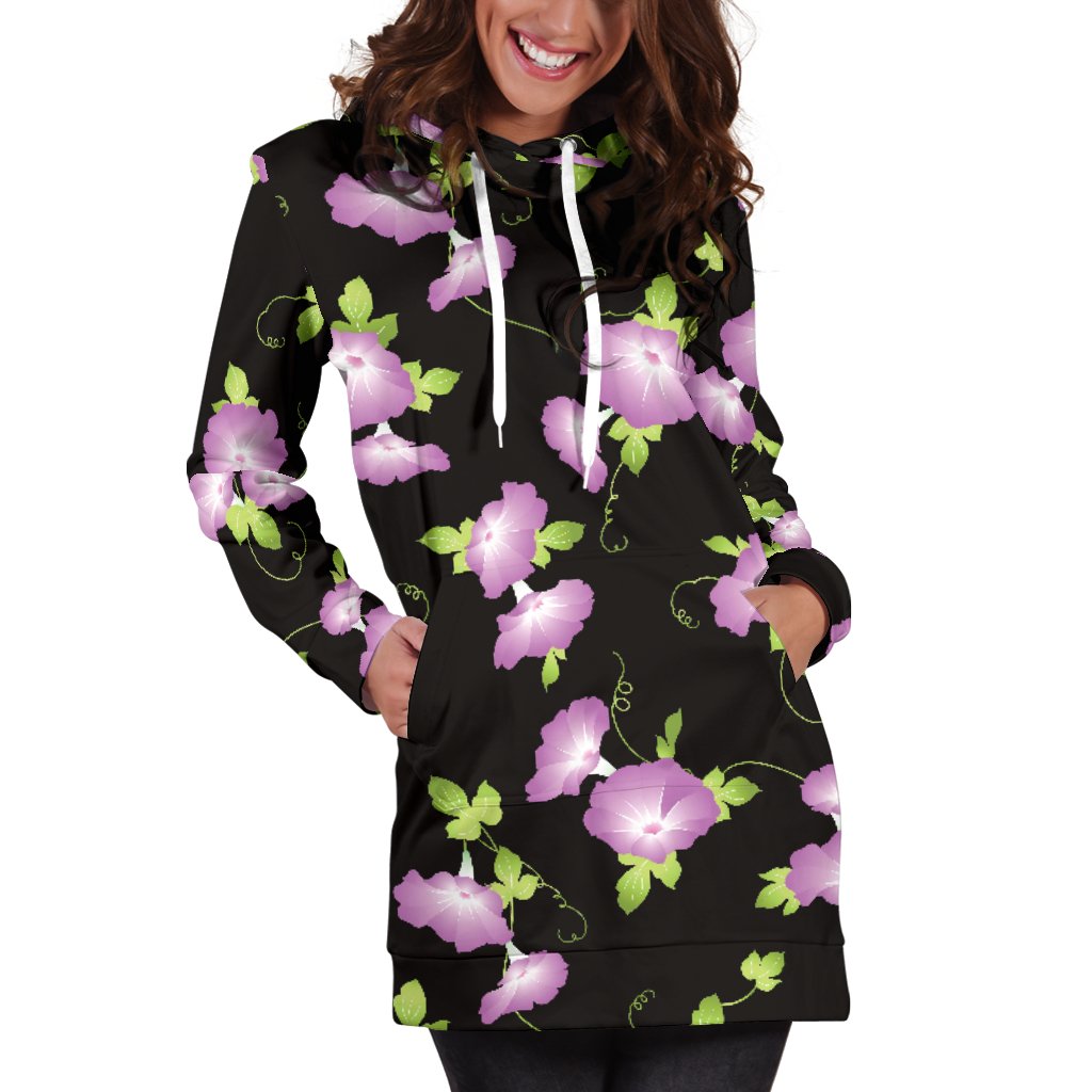 Morning Glory Pattern Print Design MG02 Women Hoodie Dress