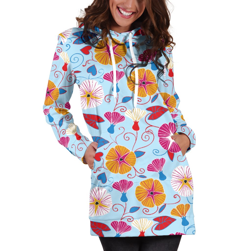Morning Glory Pattern Print Design MG06 Women Hoodie Dress