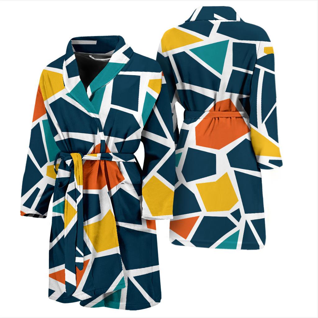Mosaic Pattern Print Design 02 Men Bathrobe-JORJUNE.COM