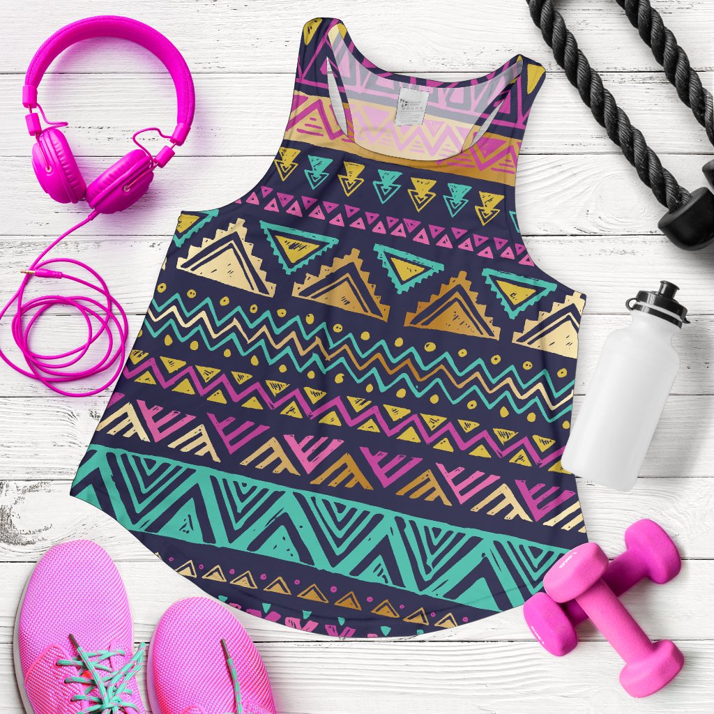 Multicolor Tribal aztec Women Racerback Tank Top