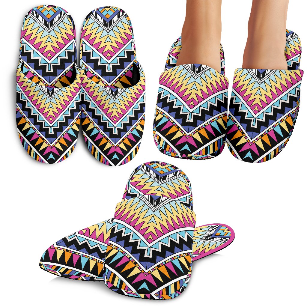 Multicolor Zigzag Tribal Aztec Slippers