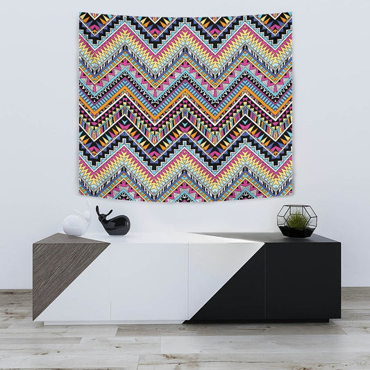 Multicolor zigzag Tribal Aztec Wall Tapestry