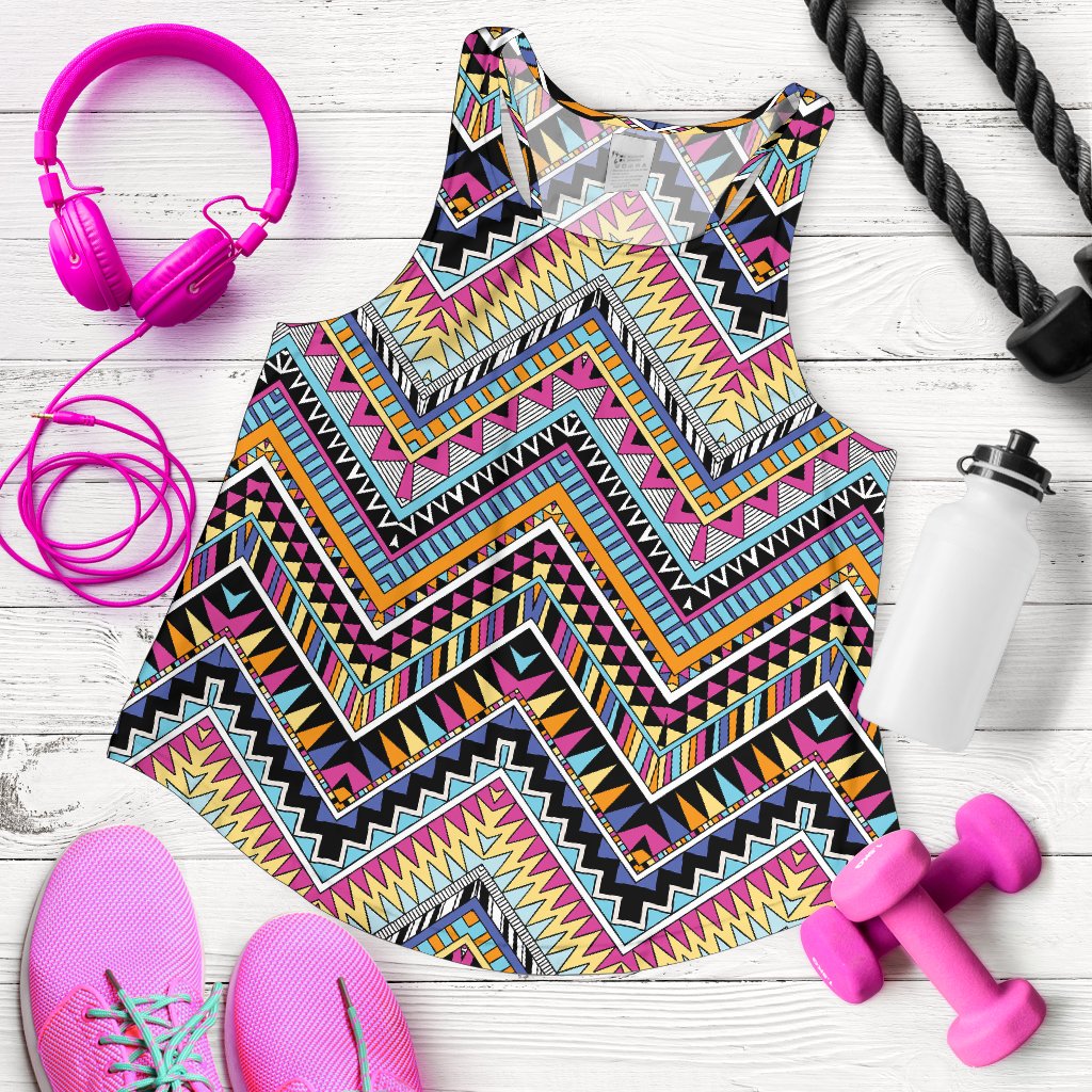 Multicolor zigzag Tribal Aztec Women Racerback Tank Top