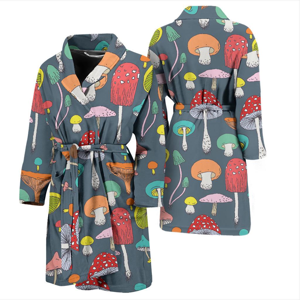 Mushroom Pattern Print Design A03 Men Bathrobe-JORJUNE.COM