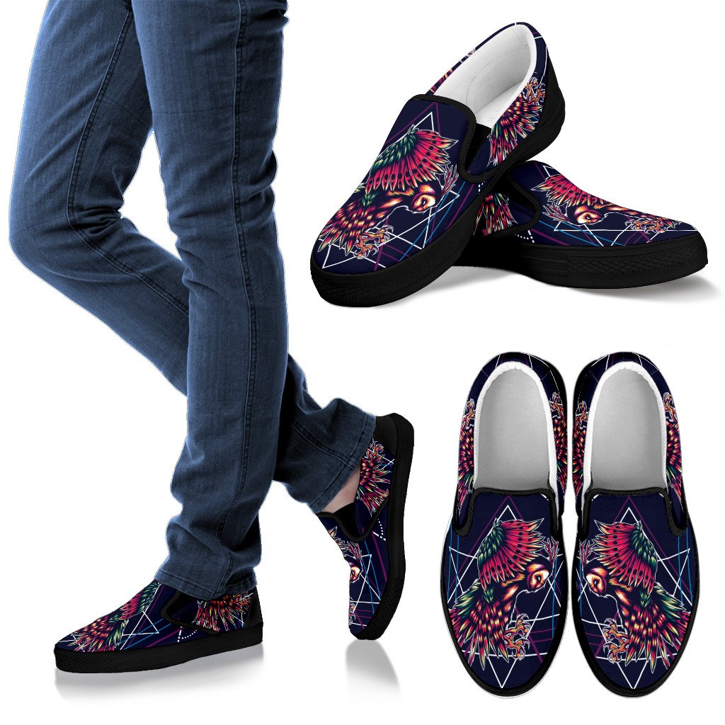 Mythical Owl Geometric Women Canvas Slip On Shoes