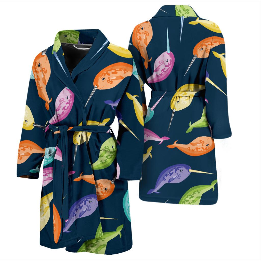Narwhal Colorful Pattern Print Design 03 Men Bathrobe-JORJUNE.COM