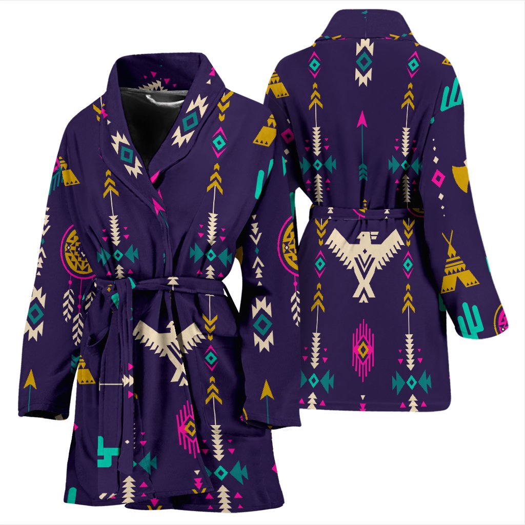 Native American Eagle Indian Pattern Women Bath Robe